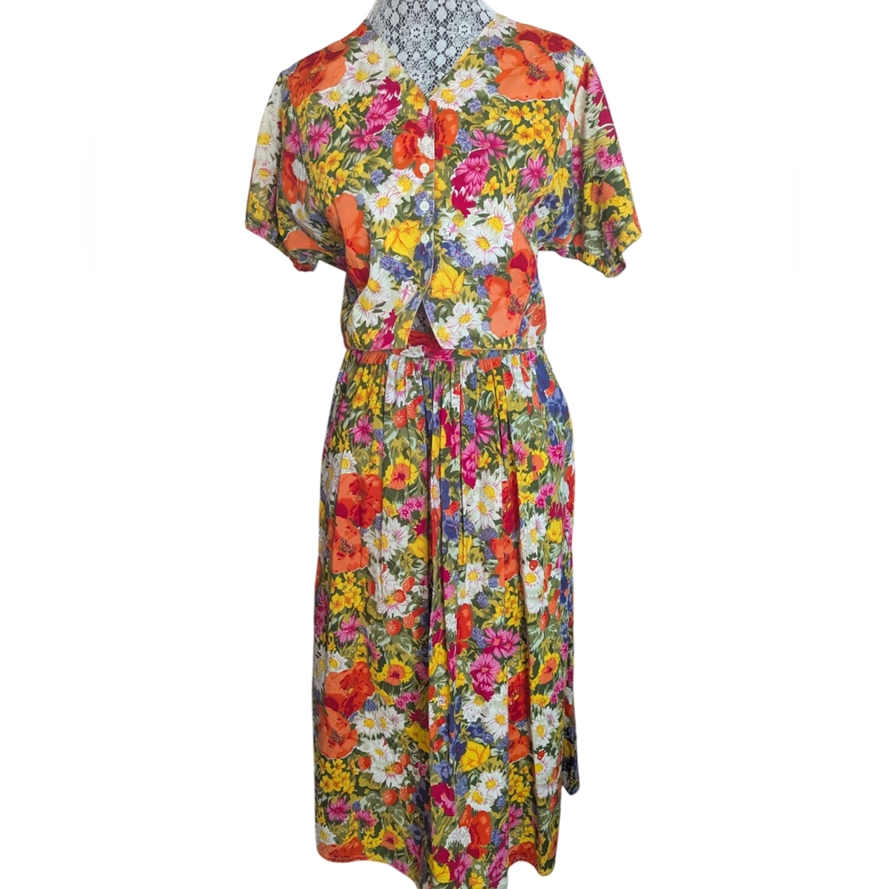 Vintage Floral Multicolor Skirt & Matching Top - Picture 7 of 13